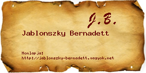 Jablonszky Bernadett névjegykártya